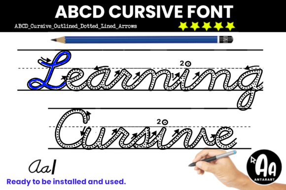 Abcd Cursive Outline Dotted Arrows Lined: A Font for Crafting with Purpose
